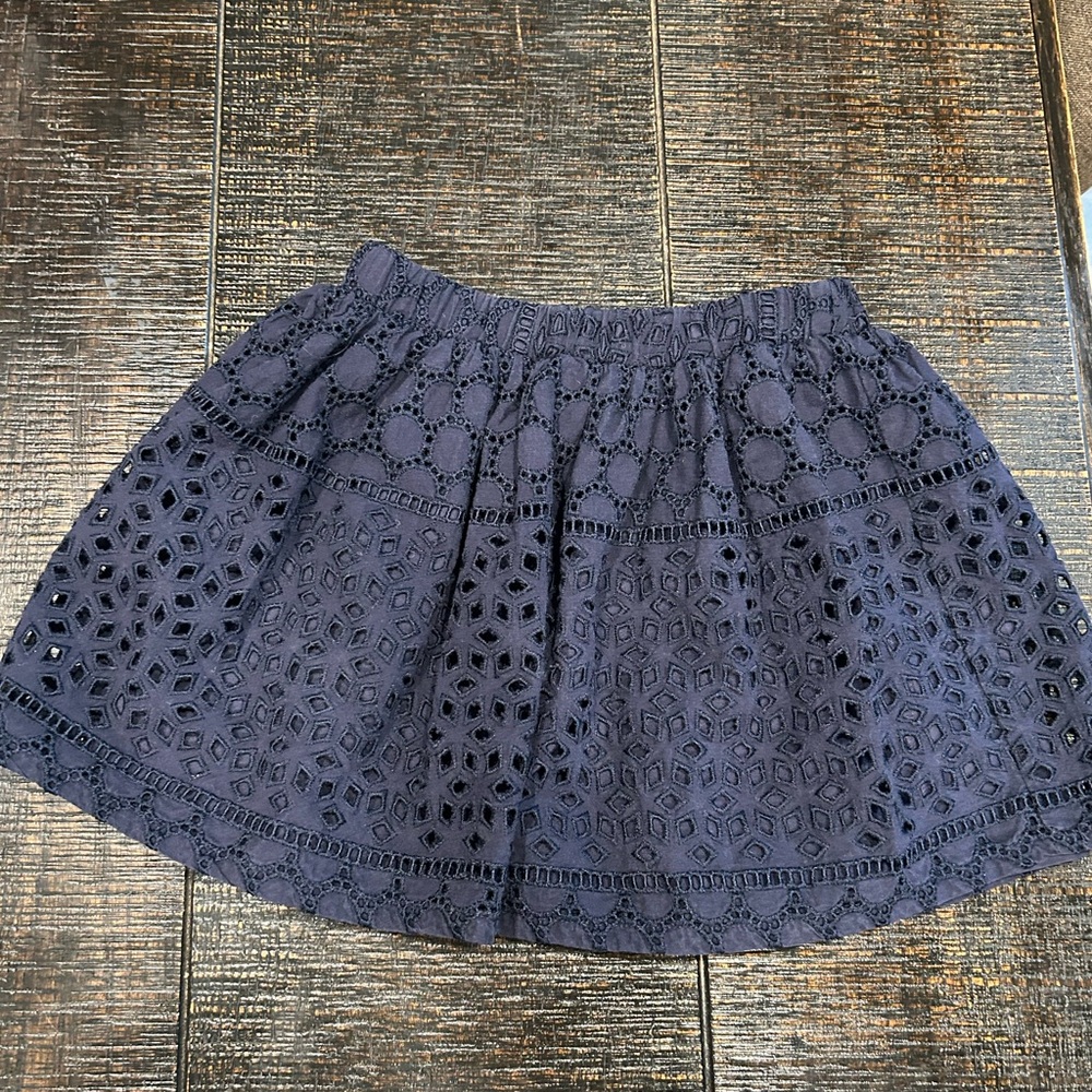 H&M Dark Blue Eyelet Mini Skirt